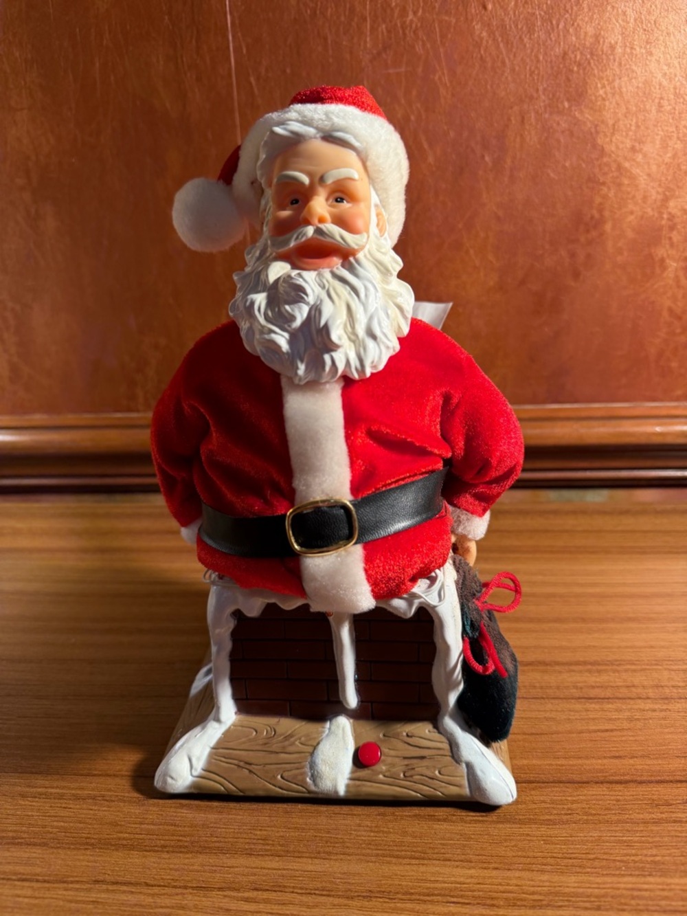 VTG Animated Santa Stuck In Chimney Gemmy Talks Moves Lights all Working